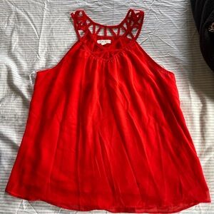 Red Halter neck top with cage design